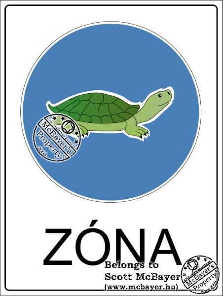 Teknős Zóna tábla